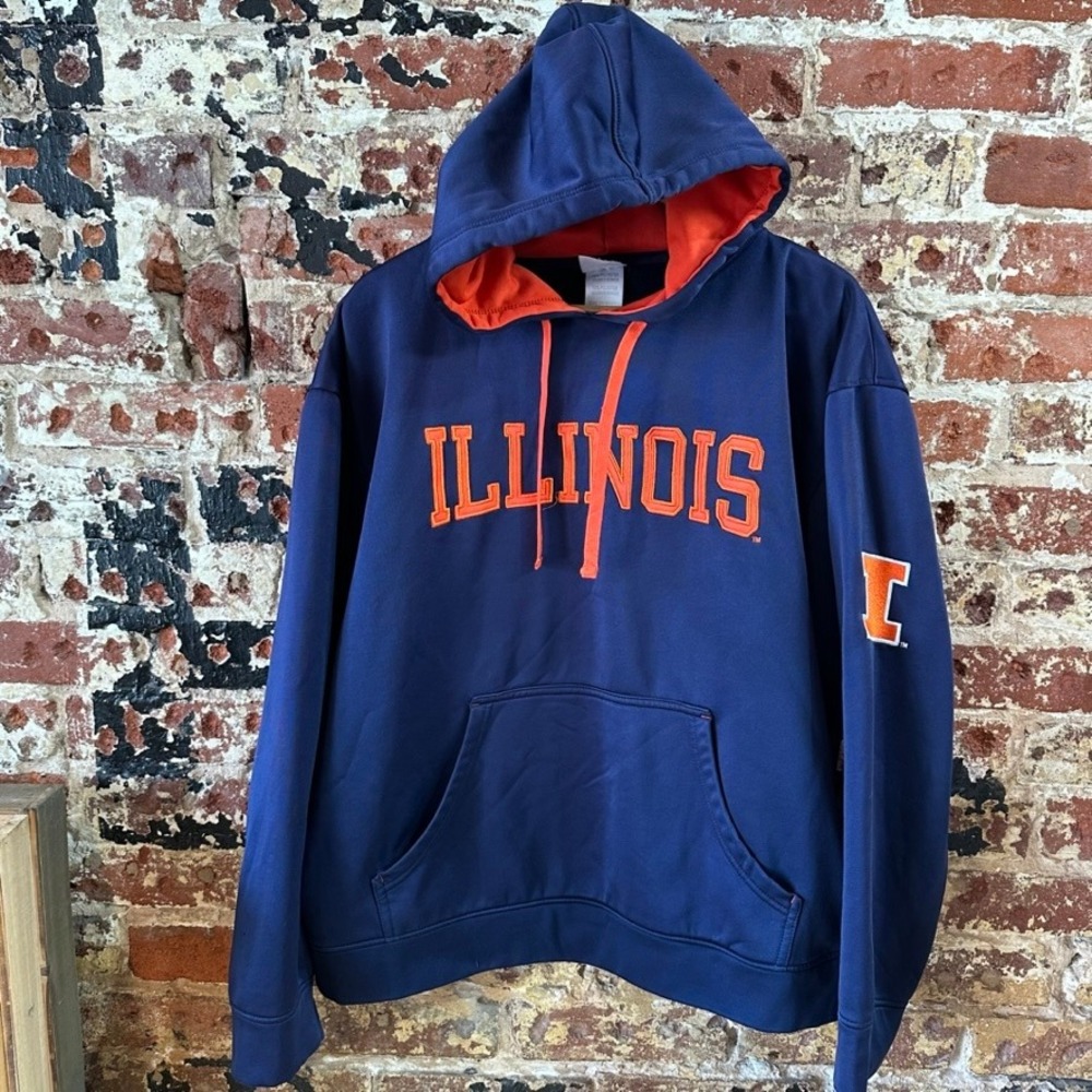 Knights Apparel Illinois Illini Blue Orange Hoodie Sweatshirt Mens Large